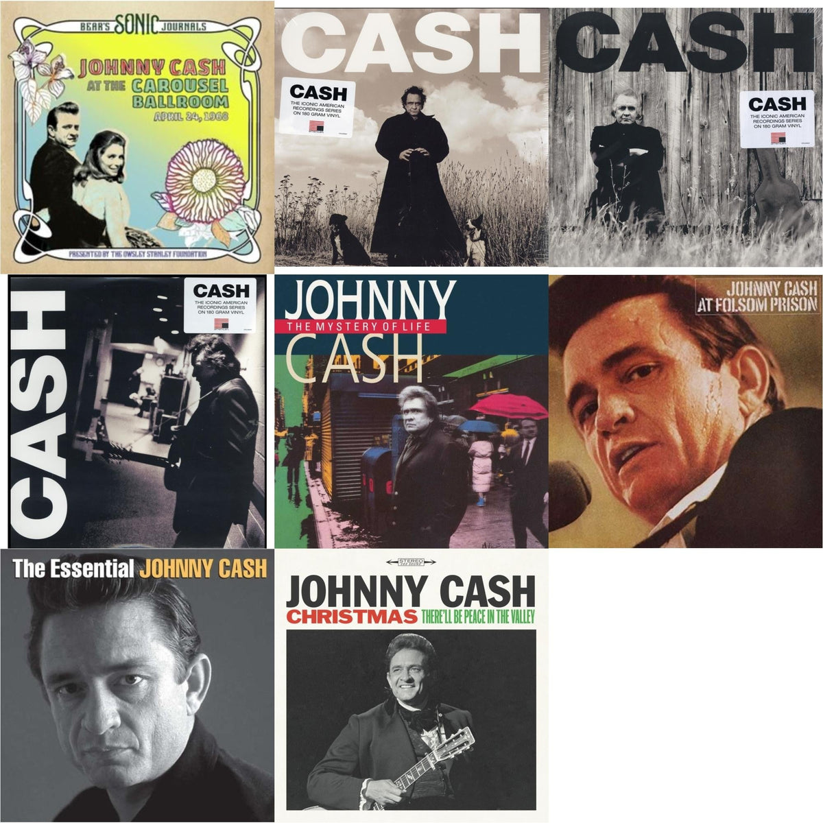 Johnny Cash - Bear's Sonic Journals: Johnny Cash, At The Carousel Ballroom, April 24, 1968 (2LP) & American Recordings & American Ii: Unchained (180G) & American Iii: Soitary Man & Mystery Of Life & At Folsom Prison & Essential Johnny Cash &